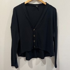 Forever 21 Waffle Knit Black Cardigan Size M