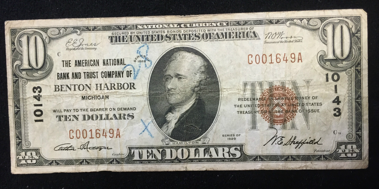 10 1929 American National Bank Trust Co. Benton Harbor MI CH 10143 (