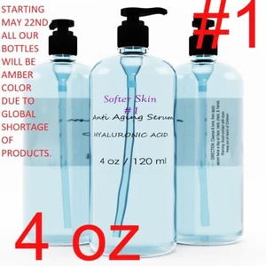 #1 4 oz Pure Hyaluronic Acid Serum Anti-Aging Wrinkles-Intense Hydration Face