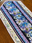 Handcrafted-Quilted Table Runner- Spring Has Arrived -Flowers Various Blues 2025 — photo 2