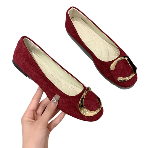 Women Flats Slip On Flat Shoes Formal Ladies Square Toe Classic Pumps Buckle - Bild 42 von 113