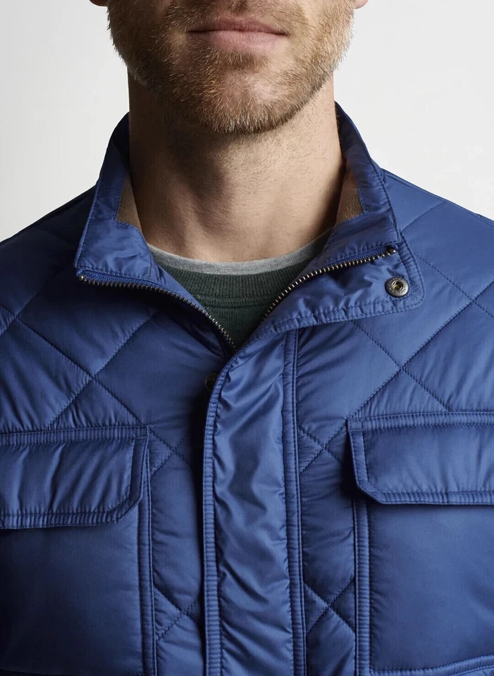 Peter Millar XL Norfolk Quilted Bomber Jacket Atlantic Blue Coat $250 - Image 3 of 4