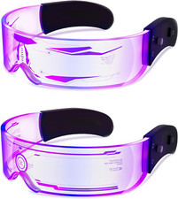 2 Pairs Light up Glasses LED Visor Luminous Glasses Rave Cosplay Cyberpunk