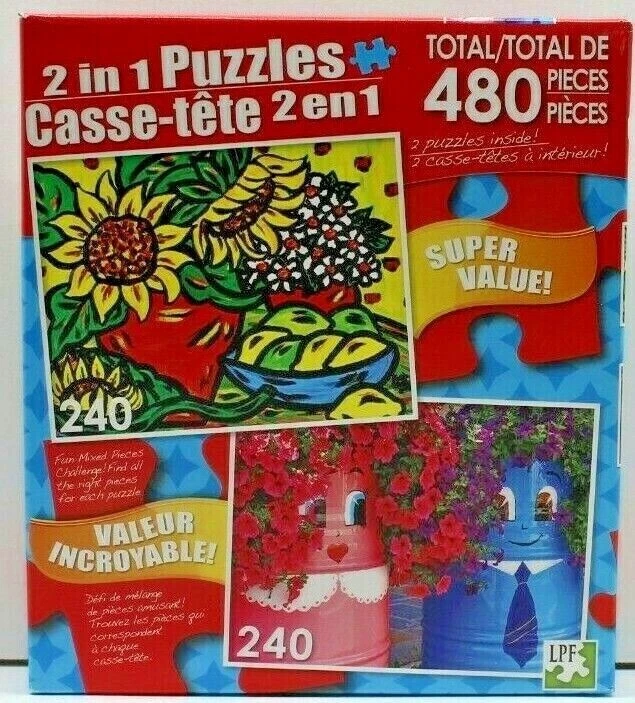 Jigsaw Puzzle 480 Piece Sunflowers Funny Pots Very Challenging 11X9 LPF 2 in 1 - Image 2 of 3