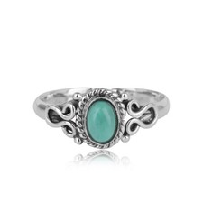 Oxidized 925 Silver Designer Arizona Turquoise Gemstone Ring Jewelry For Gift