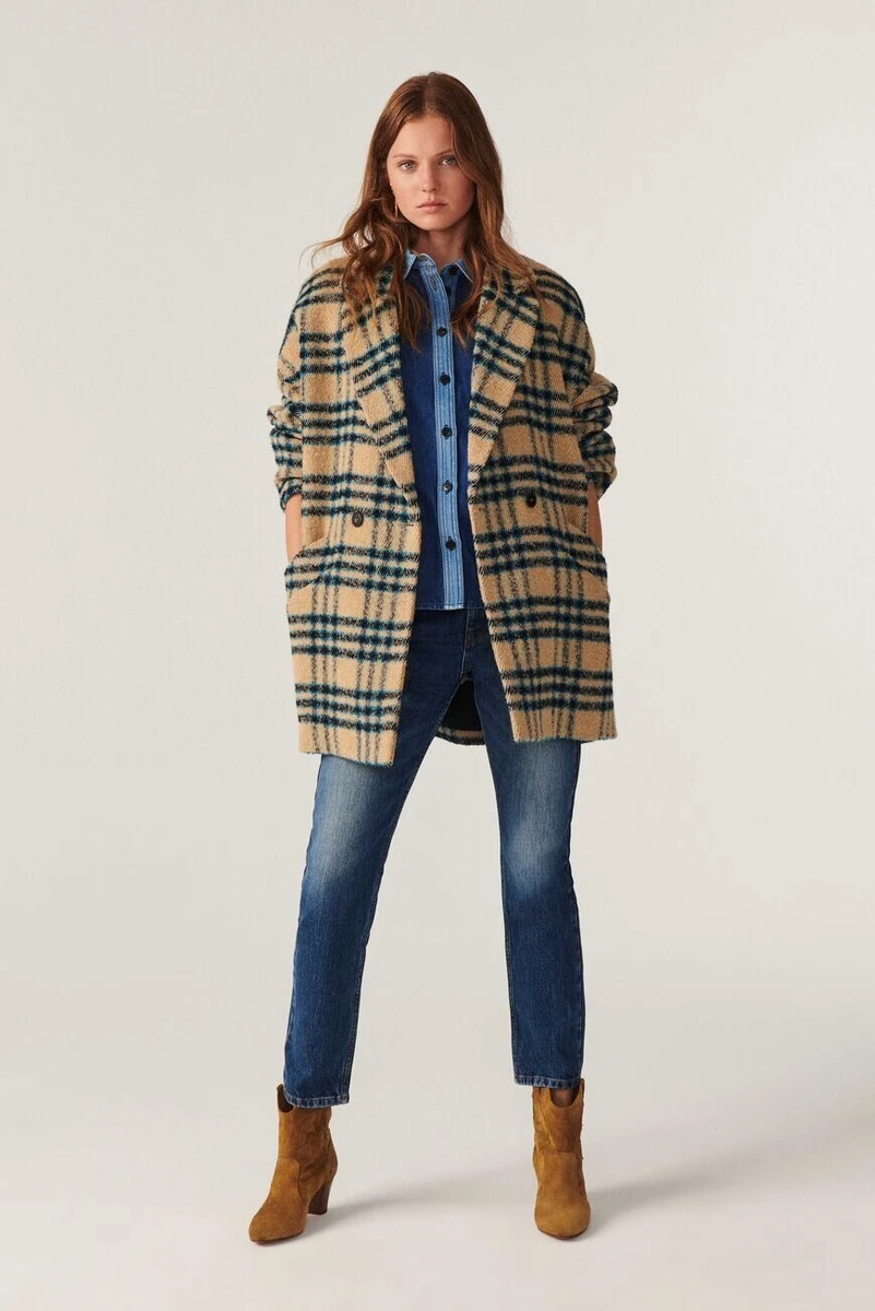 BA&SH Gus Wool Blend Tartan Plaid Oversize Coat Women's