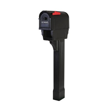 New Black Color Postal Pro Hampton Mailbox & Post All-in-One Kit Newspaper Slot