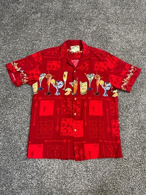 Vintage Paradise Found Hawaiian Shirt Happy Hour Cocktails Size Large Made USA