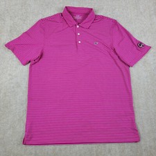 Vineyard Vines Performance Polo Shirt Mens Large Pink Striped Golf Stretch