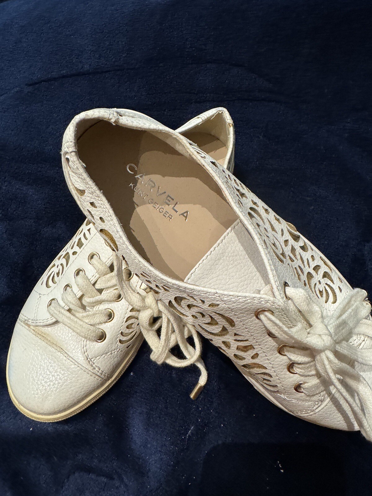 kurt geiger trainers White And Gold Flats Size 4 rare design sale super comfrey