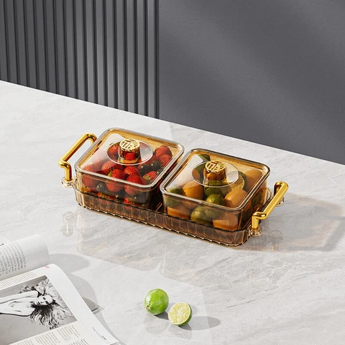 Home Food Storage Tray Dried Fruit Snack Serving Plate Candy Nuts Dish With Lid - Picture 20 of 35