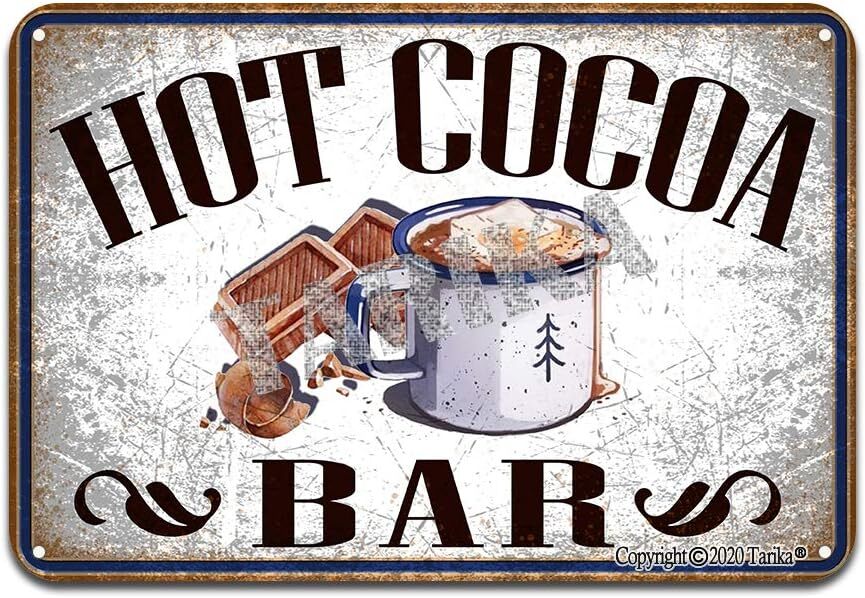 Hot Cocoa Bar Iron Poster Painting Tin Sign Vintage Wall Decor for Cafe Bar Pub