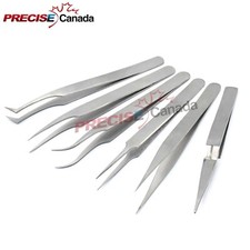 6 Pcs Tweezers Set Stainless Steel Hobby Jewelry Watch Repairs Tool