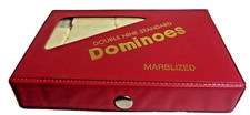 Vintage Marblized White Double Nine Dominoes in Case