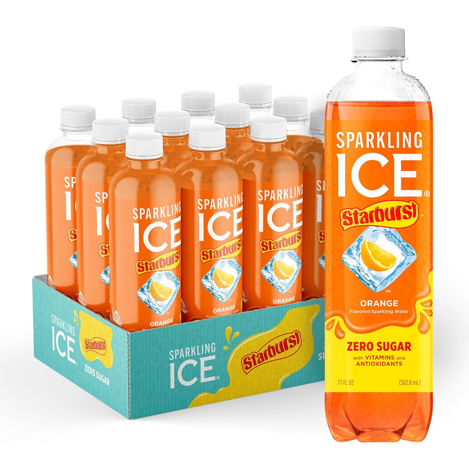 Sparkling Ice STARBURST Orange, Zero Sugar Flavored Sparkling Water