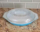 Vintage 60s Pyrex Teal Oval Casserole Dish With Clear Lid
