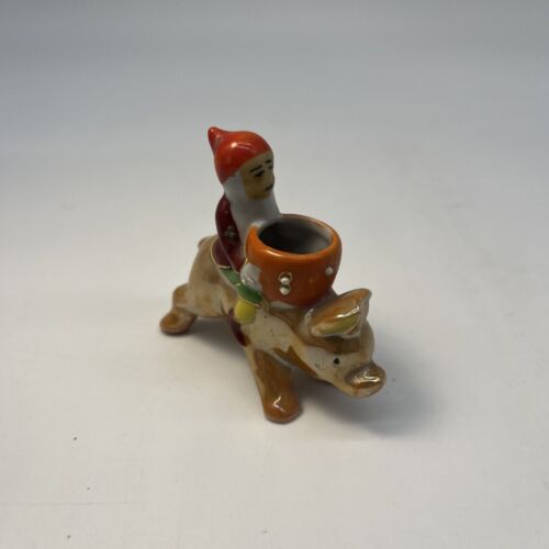 Estatuilla en miniatura de porcelana barbuda roja holandesa de gnomo hecha en Japón - Imagen 1 de 6