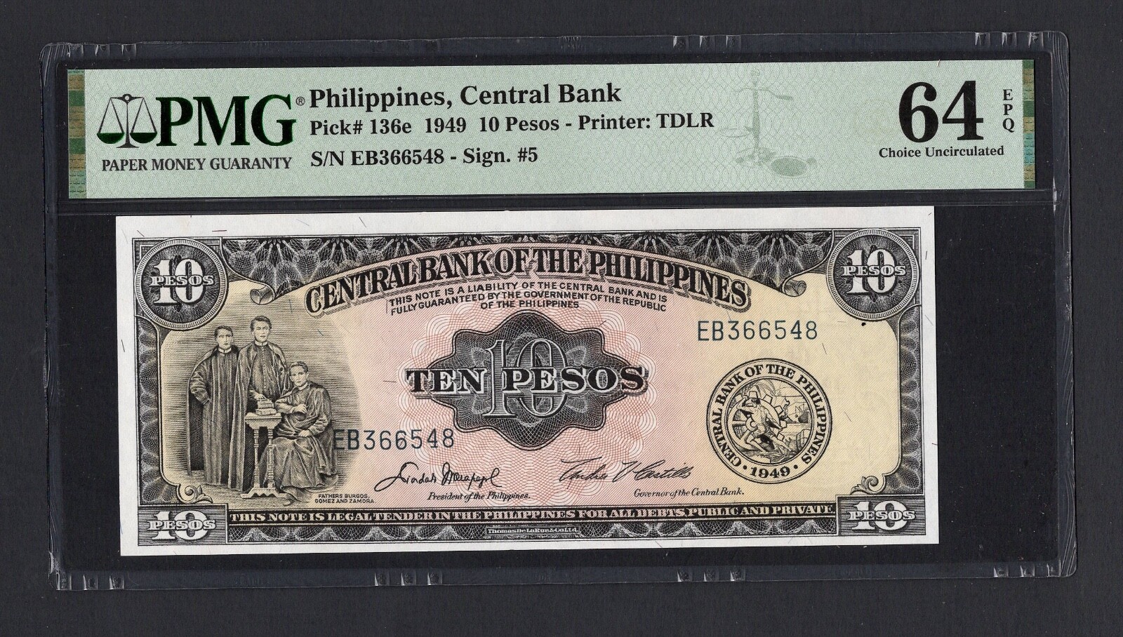 Philippines 10 Pesos 1949 P136e Uncirculated Grade 64