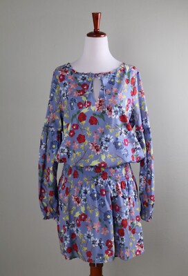 PARKER NWT $398 Floral Smocked Lined Blouson Mini Dress Size Small