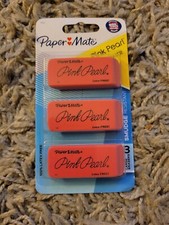 PAPER MATE 3 PINK PEARL LARGE ERASER SMUDGE RESISTANT BRAND NEW