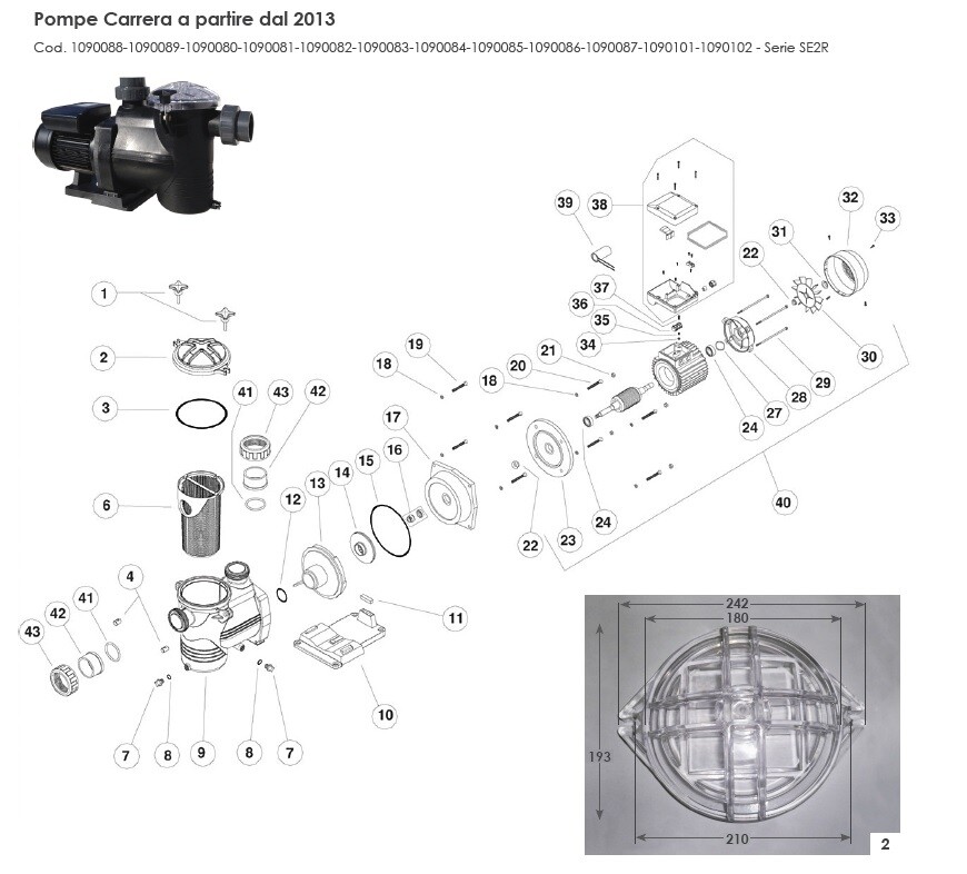Set Cuscinetti 600-01024 per Pompe Carrera 2013+ Mod 200-300 (2 pz)