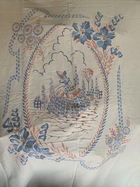 Vintage Crinoline Lady Embroidered Tablecloth 75” X 100” Vintage Crinoline Lady Embroidered Tablecloth 75” X 100”