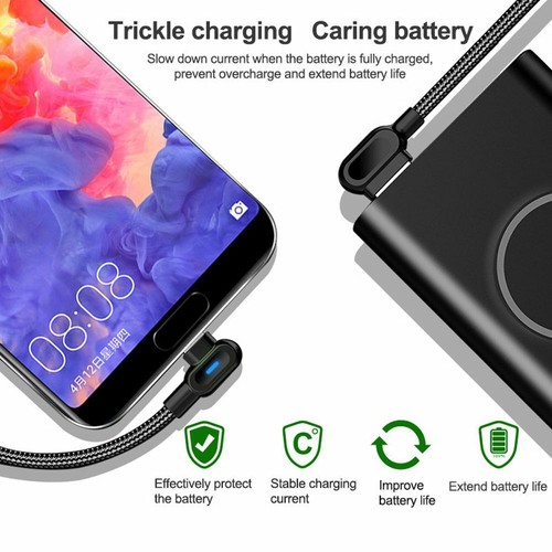 Right Angle Charger Wire Micro USB Type C Cable Data Cable Fast Charging Cable - Zdjęcie 12 z 14