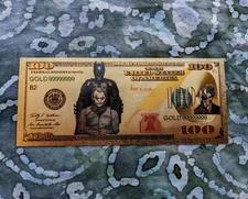 24k Gold Foil Plated Novelty Collectible DC Joker / Batman Banknote  Mint!