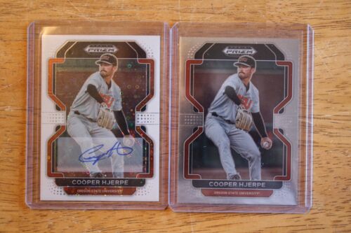 2022 TOPPS PRIZM DRAFT PICKS OF COOPER HJERPE AUTO 10/50 PLUS REGULAR ISSUE.