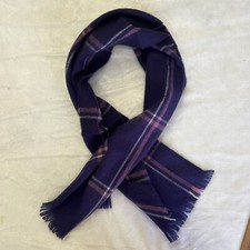 Vintage 80s Cashmere Feel Purple Plaid 100 Acrylic Made in Japan Scarf 52 EVC