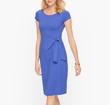 TALBOTS WOMEN'S BLUISH CAP SLEEVE SIDE TIE JERSEY SHIFT DRESS PLUS Sz 1X