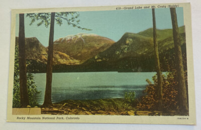 Vintage Postcard ~ Grand Lake Mt Baldy Rocky Mountain National Park ~ Colorado