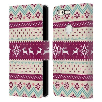 HEAD CASE DESIGNS KNITTED CHRISTMAS PRINTS LEATHER BOOK CASE FOR GOOGLE PHONES