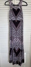 FREE PEOPLE Made My Day Purple Black Cut Out Lace Up Back Maxi Dress size 6