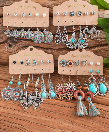 Wholesale Jewelry Lot 24 Earrings Set Stud Dangle Hook Lightweight