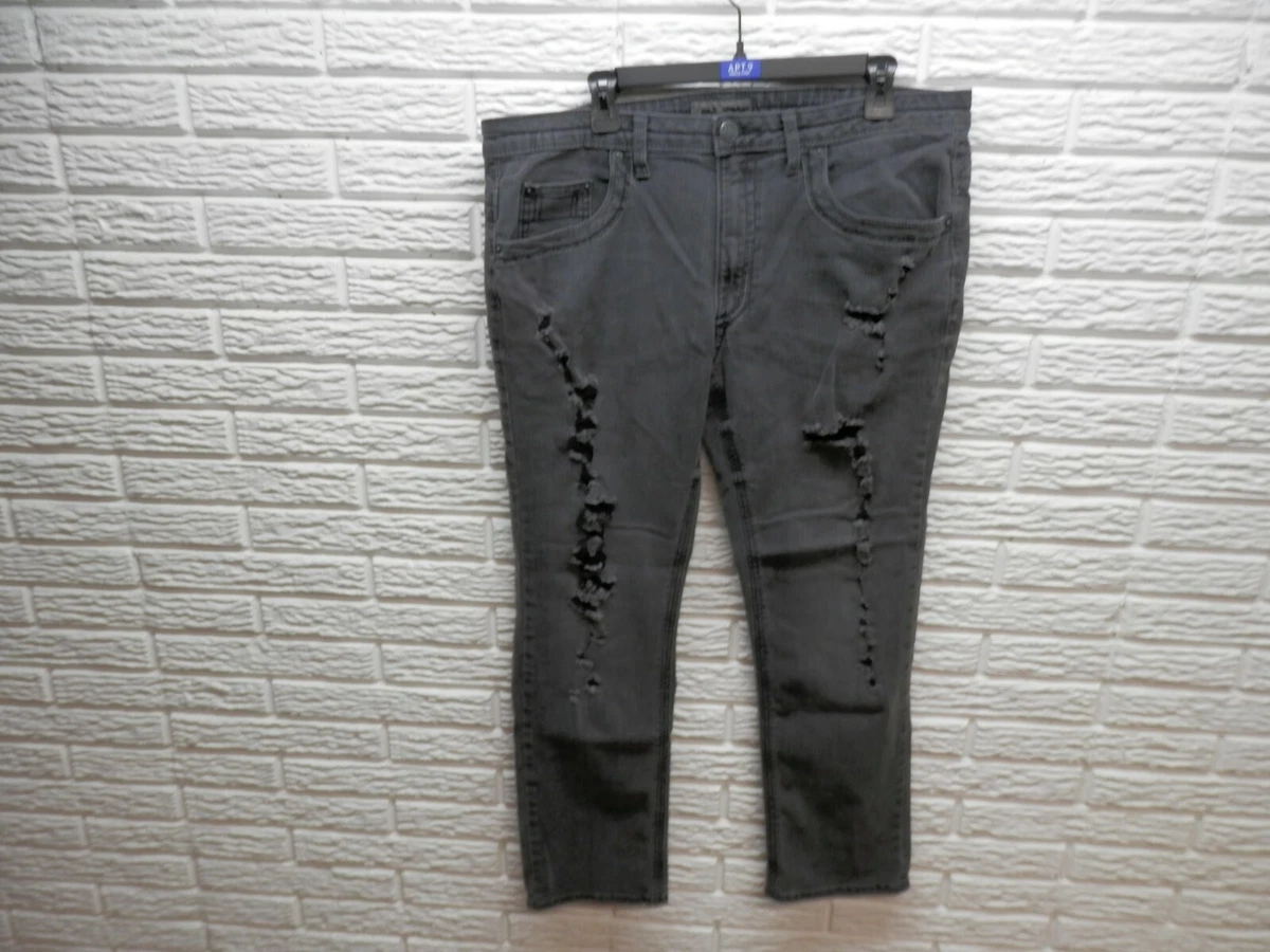 Men s Decree Black Distressed Flex Jeans Size 36x30 eBay
