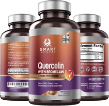 Quercetin with Bromelain- 180 Count, 1200mg Serving- Supports Immune Health & En