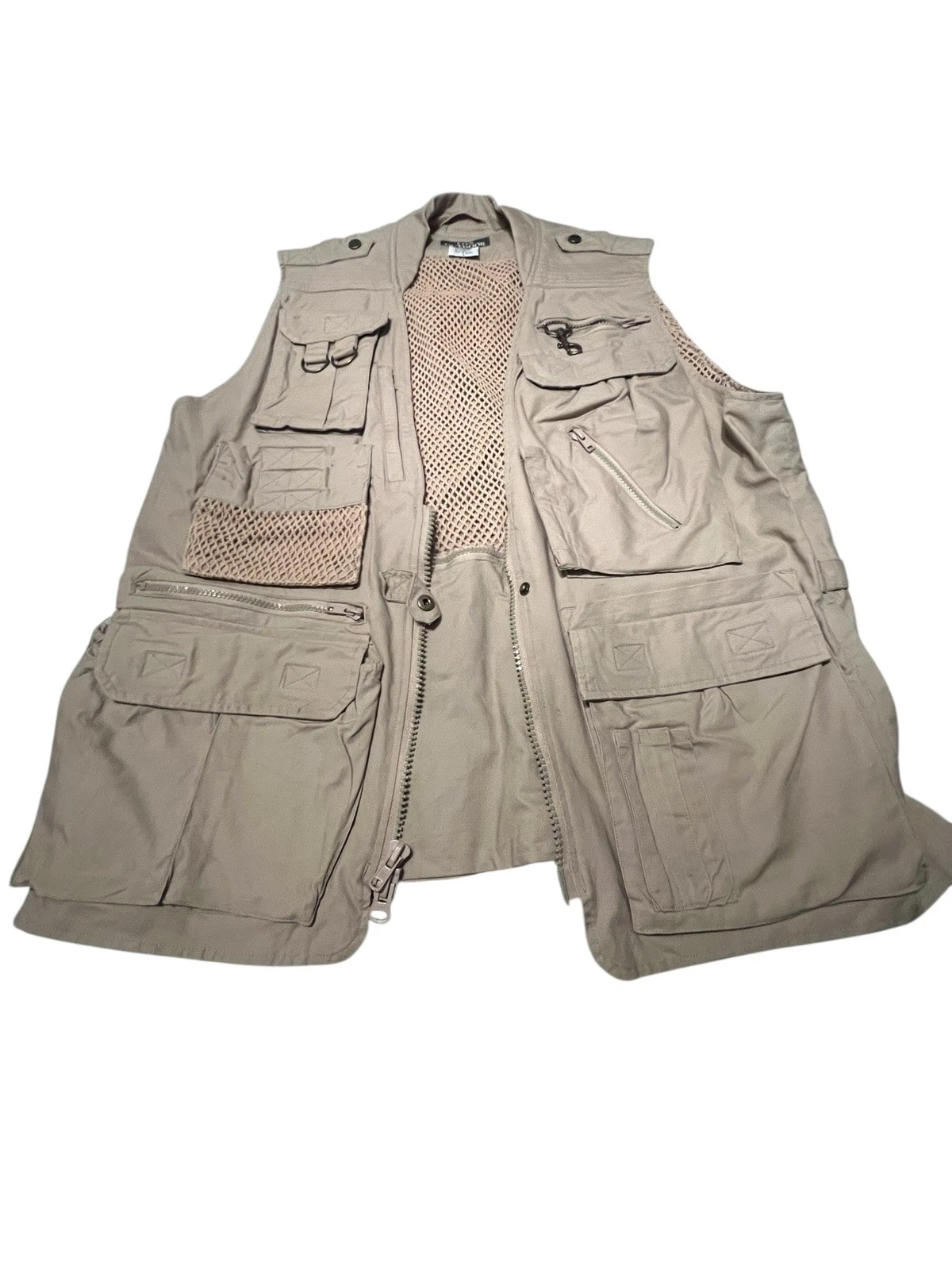 Fox Outdoor Multi Pocket Vest Size Small Fishing Hunting Tactical Vented Khaki