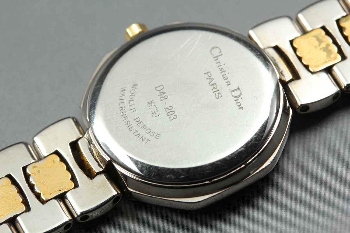 Exc+5] Christian Dior D48-203-1 Two-Tone Roman Date 25mm Ladies Qz
