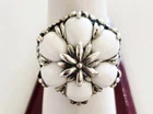 STERLING & White Turquoise FLOWER Carolyn Pollack Sterling Silver Ring Size 7