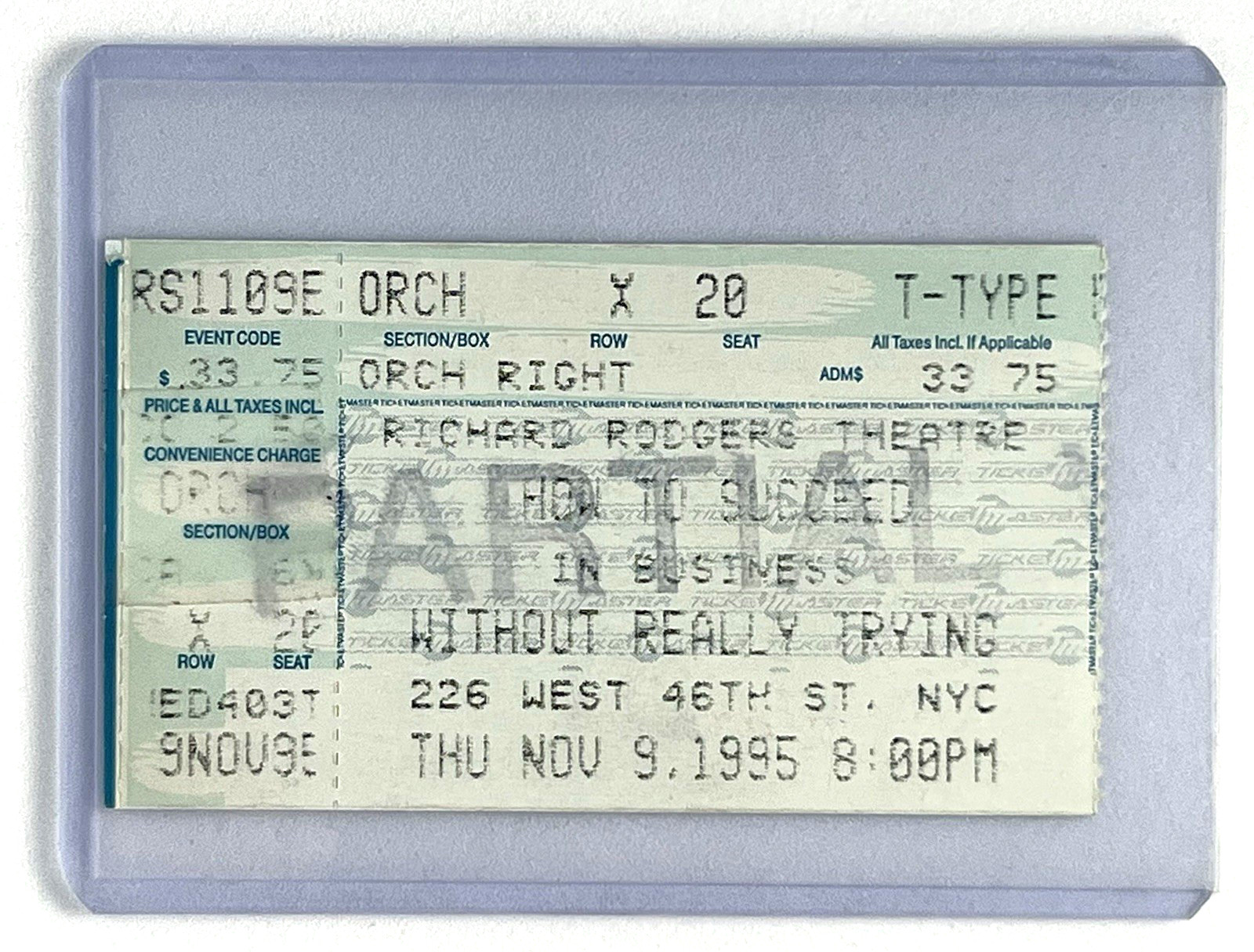 VTG How to Succeed in Business Without Really Trying 1995 Broadway Ticket Stub