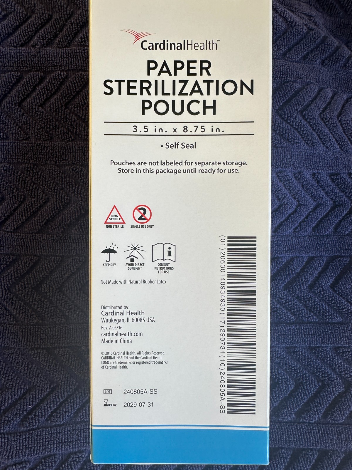Cardinal Health Paper Sterilization Pouch  3.5 X 8.75  Ref 92308. FREE SHIPPING