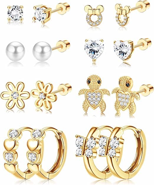 8 paires boucles d'oreilles jolies boules pour filles et femmes idée cadeau anniversaire