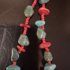 Red Coral Turquoise Glass Beaded Necklace — photo 4