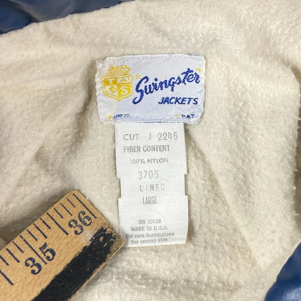 Chaqueta De Colección Swingster Botón A Presión Nylon Talla Grande Forrada Hecha en EE. UU. Azul Foto 3 de 4