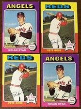1975 TOPPS BASEBALL PETE ROSE #320 & NOLAN RYAN #500 LOT OF 4 CARDS READ DESC