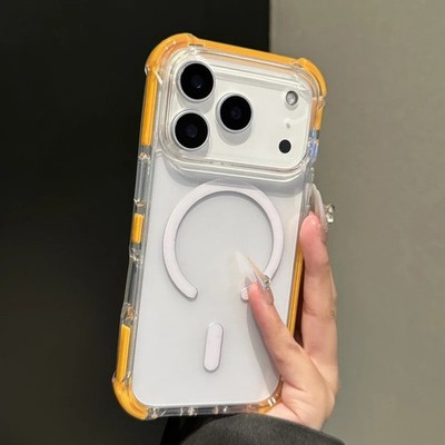 Transparent Simple Magnetic Case for Apple iPhone 17 16 15 14 Pro Max Plus Air
