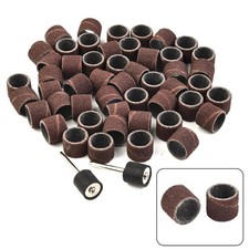 100Pcs 1/2 80 Grit Sanding Drum Bands Sleeves W/ 2 Mandrels For Rotary Tool