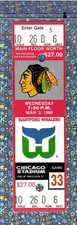 Scott Young NHL Debut Ticket FULL 3-2-1988 Whalers Hawks Mike Luit Win #234