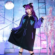 LISTEN FLAVOR Demon Cat Jersey Dress Light Blue x Blue 